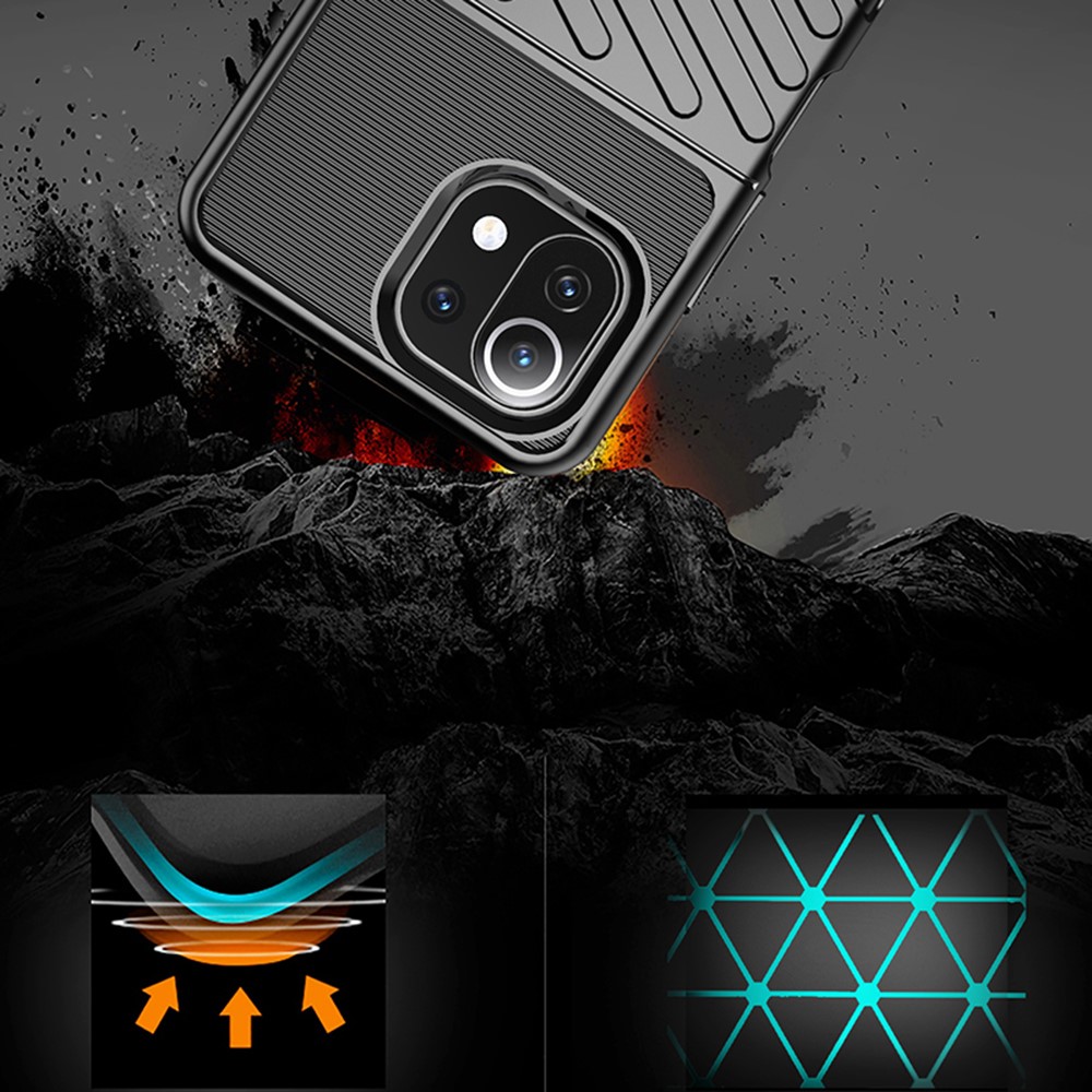 Thunder Series Twill Texture Soft TPU Case Phone Shell for Xiaomi Mi 11 Lite 5G / 4G - Black-11