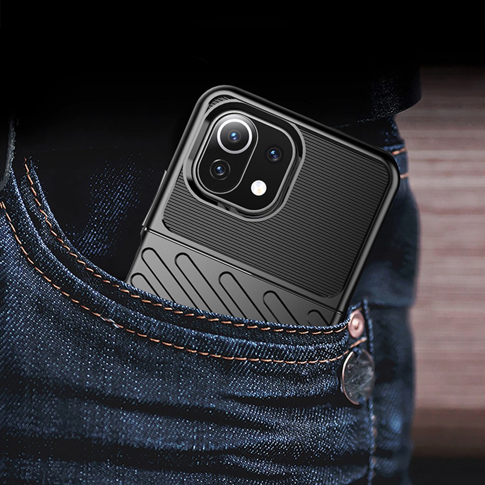 Thunder Series Twill Texture Soft TPU Case Phone Shell for Xiaomi Mi 11 Lite 5G / 4G - Black-12