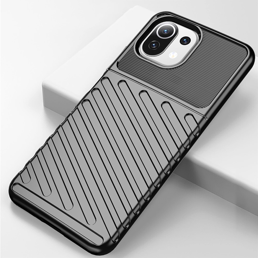 Thunder Series Twill Texture Soft TPU Case Phone Shell for Xiaomi Mi 11 Lite 5G / 4G - Black-3