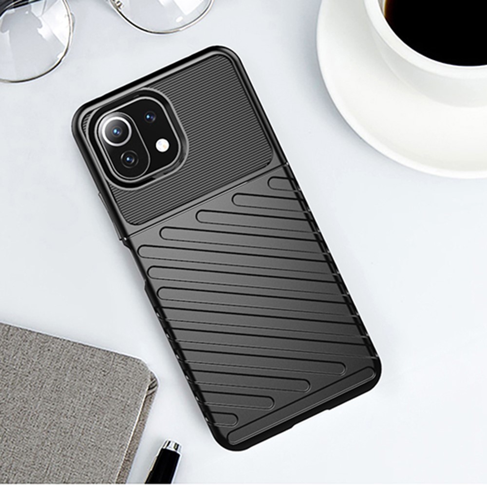 Thunder Series Twill Texture Soft TPU Case Phone Shell for Xiaomi Mi 11 Lite 5G / 4G - Black-4