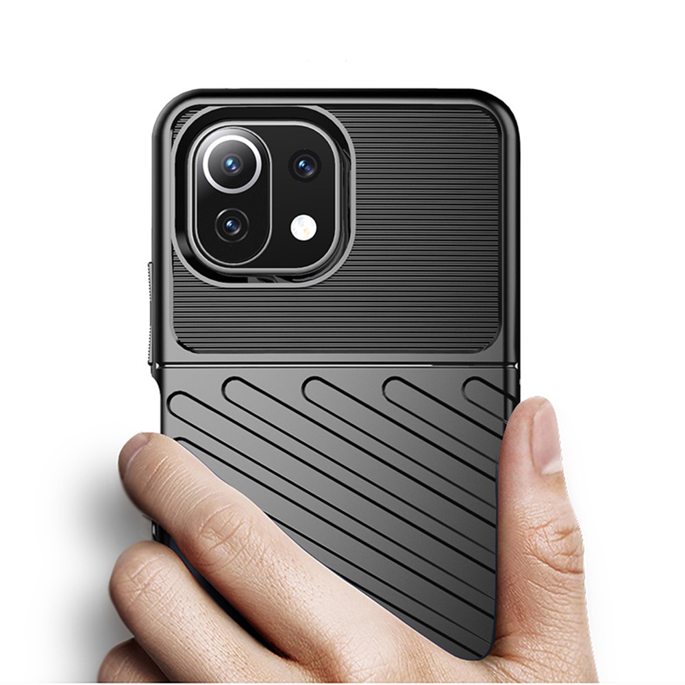 Thunder Series Twill Texture Soft TPU Case Phone Shell for Xiaomi Mi 11 Lite 5G / 4G - Black-6