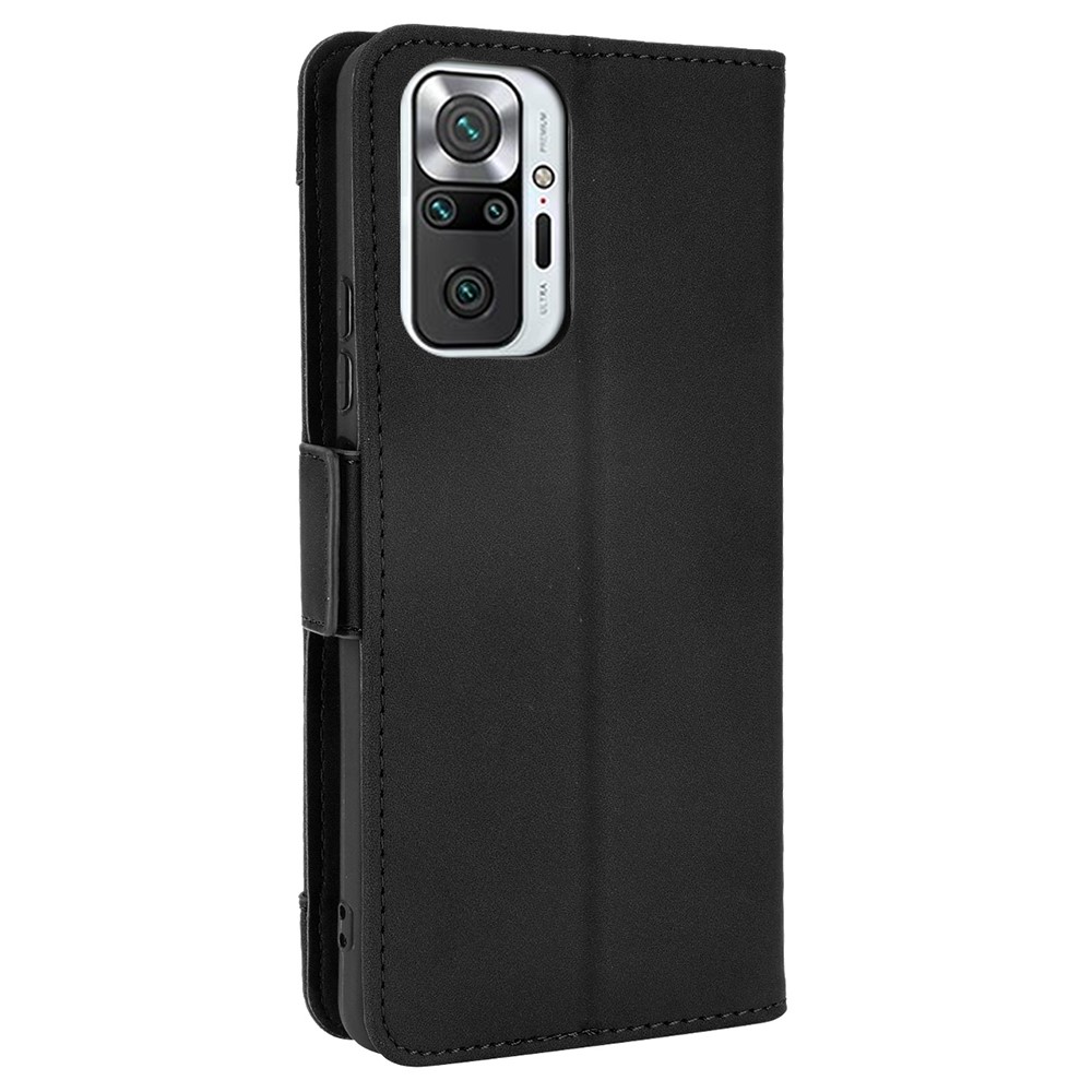 Multiple Card Slots Design Leather Wallet Fallständer Für Xiaomi Redmi Note 10 Pro / HINWEIS 10 PRO MAX Anti-Drop-Telefonzubehör - Schwarz