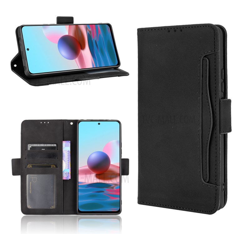 Multiple Card Slots Design Leather Wallet Case Stand for Xiaomi Redmi Note 10 Pro / Note 10 Pro Max - Black-9