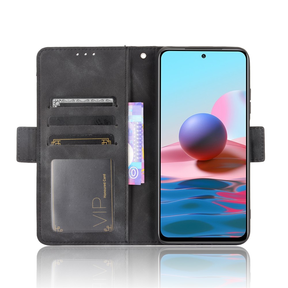 Multiple Card Slots Design Wallet Stand Leather Phone Case for Xiaomi Redmi Note 10S / Note 10 4G - Black-4