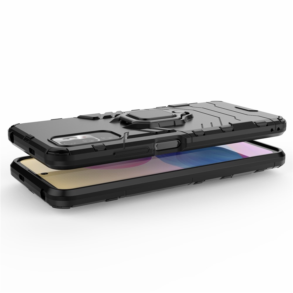 Cool Guard 2-in-1 Ring Holder Kickstand PC TPU Hybrid Case for Xiaomi Redmi Note 10 5G - Black-5