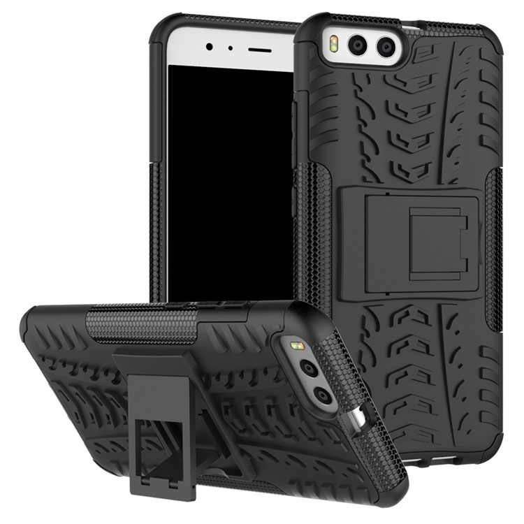 2-in-1 Tyre Pattern Kickstand PC + TPU Hybrid Mobile Shell for Xiaomi Mi 6 - Black-1