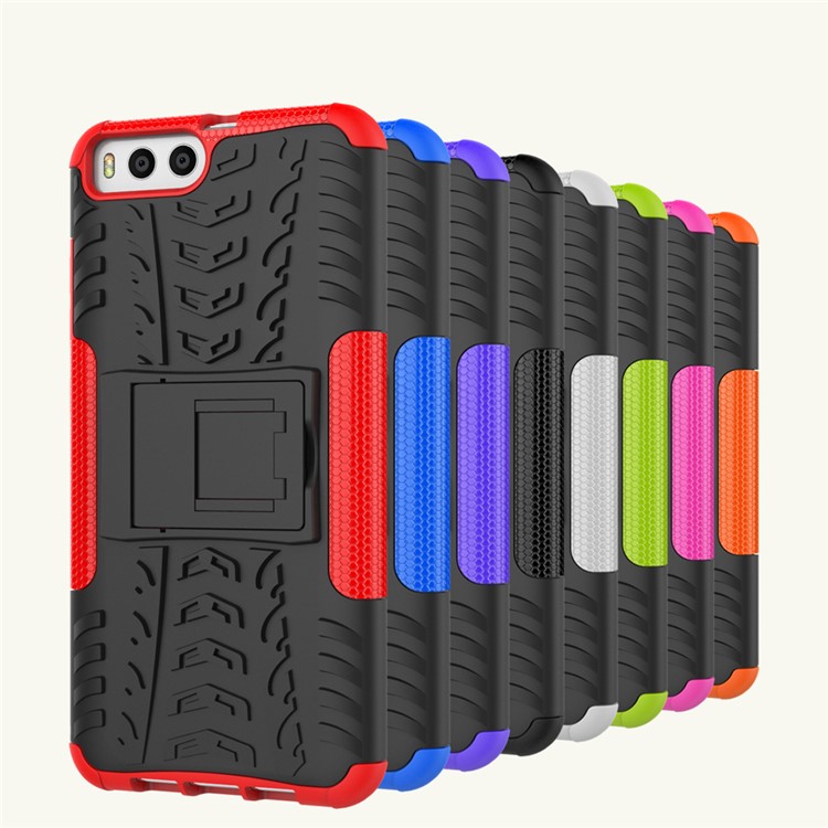 2-in-1 Tyre Pattern Kickstand PC + TPU Hybrid Mobile Shell for Xiaomi Mi 6 - Black-13