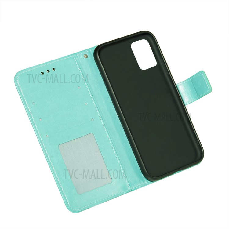 Imprint Mandala Flower Leather Wallet Cover Case for Xiaomi Poco M3/Redmi 9T - Green-8