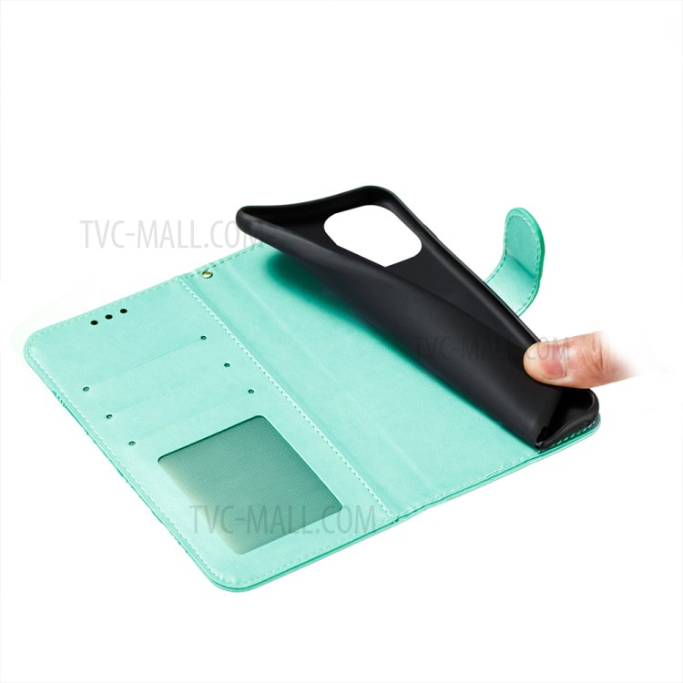 Imprint Mandala Flower Leather Wallet Phone Case for Xiaomi Mi 11 - Green-5