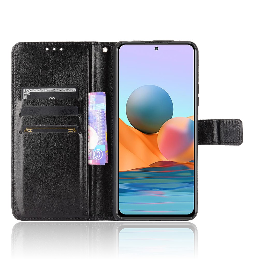 Crazy Horse Wallet Leather Stand Case for Xiaomi Redmi Note 10 Pro Max/Redmi Note 10 Pro - Black-4