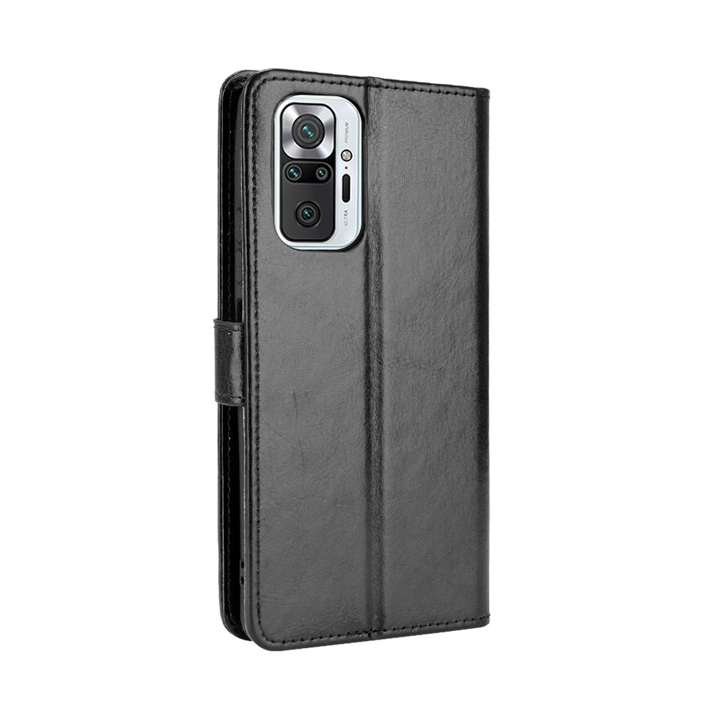 Crazy Horse Wallet Leather Stand Case for Xiaomi Redmi Note 10 Pro Max/Redmi Note 10 Pro - Black-6