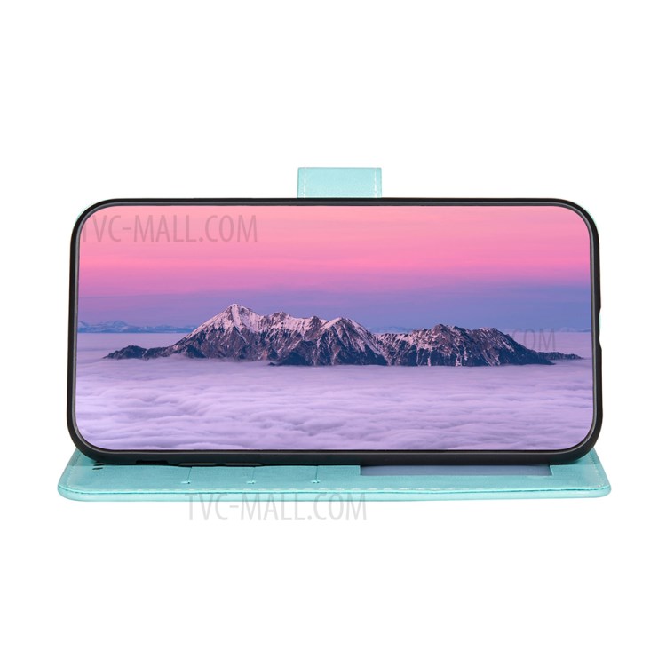 Imprint Mandala Flower Leather Wallet Shell for Xiaomi Redmi Note 10 4G/Redmi Note 10S - Green-6