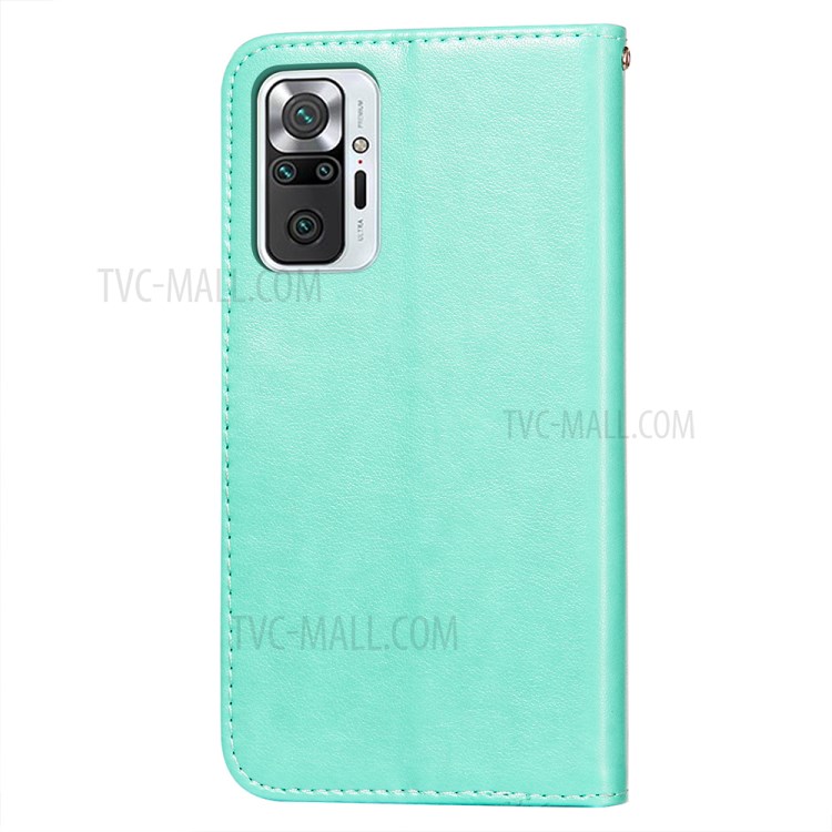Imprint Mandala Flower Leather Wallet Shell Case for Xiaomi Redmi Note 10 Pro - Green-3