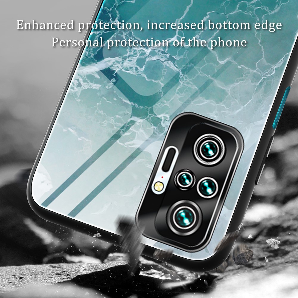 Marble Texture Tempered Glass Back + TPU Combo Case for Xiaomi Redmi Note 10 Pro/Note 10 Pro Max - Style A-5