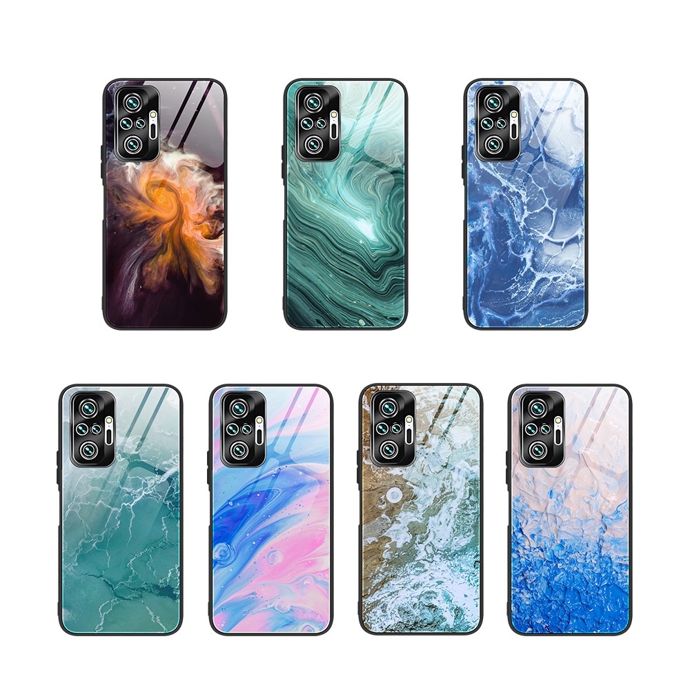 Marble Texture Tempered Glass Back + TPU Combo Case for Xiaomi Redmi Note 10 Pro/Note 10 Pro Max - Style A-6