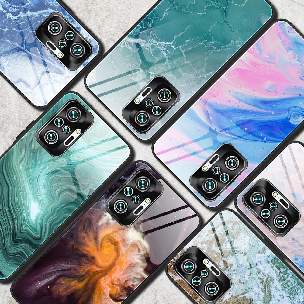 Marble Texture Tempered Glass Back + TPU Combo Case for Xiaomi Redmi Note 10 Pro/Note 10 Pro Max - Style A-7