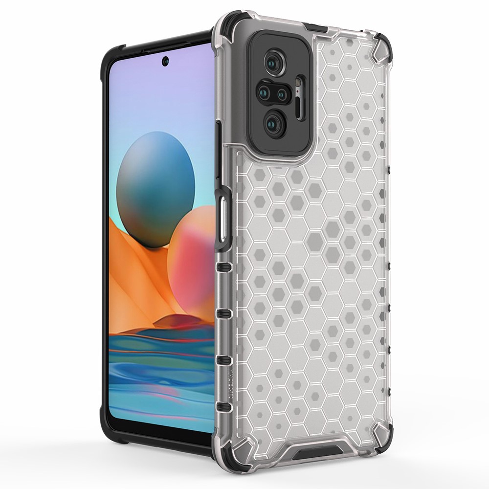 Modèle en Nid D'abeille TPU + PC Hybrid Case Pour Xiaomi Redmi Note 10 Pro / Note 10 Pro Max - Gris