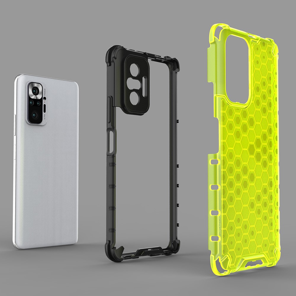 Padrão Honeycomb TPU + PC Hybrid Case Para Xiaomi Redmi Note 10 Pro/nota 10 Pro Max - Cinza