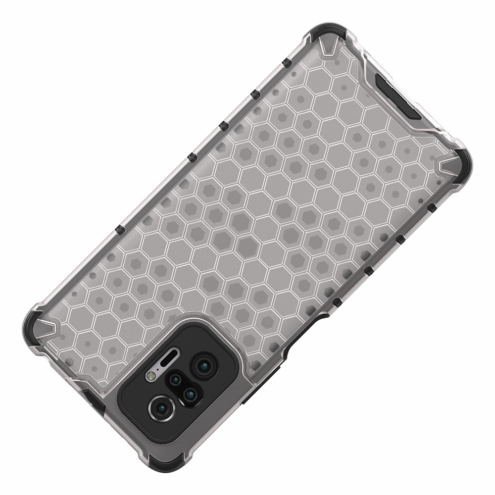 Modèle en Nid D'abeille TPU + PC Hybrid Case Pour Xiaomi Redmi Note 10 Pro / Note 10 Pro Max - Gris