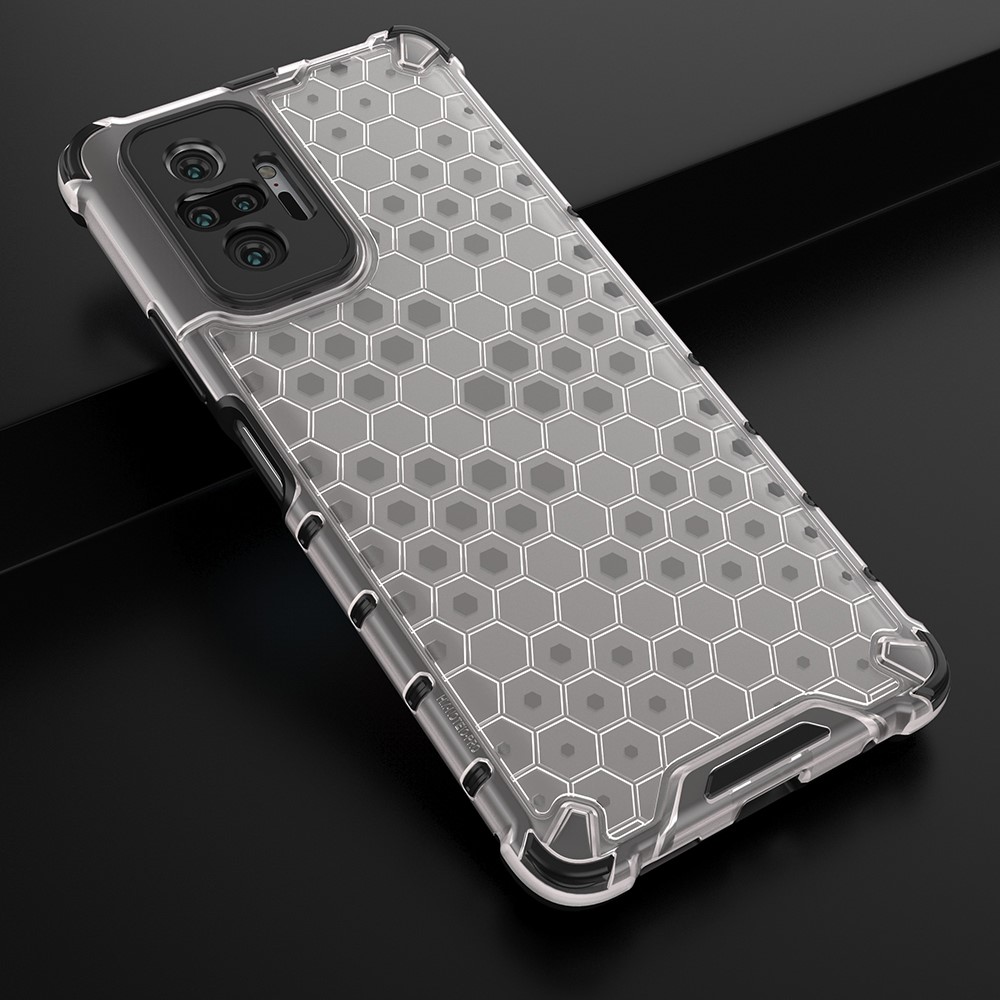 Honeycomb Pattern TPU + PC Hybrid Case for Xiaomi Redmi Note 10 Pro/Note 10 Pro Max - Grey-9