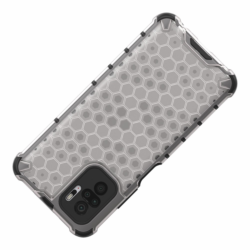 Padrão Honeycomb TPU + PC Tampa Híbrida Para Xiaomi Redmi Nota 10 4G/Redmi Nota 10s - Cinza