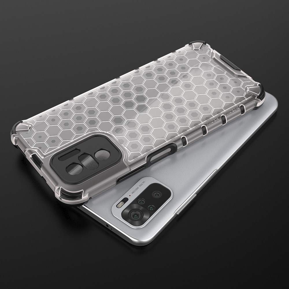 Honeycomb Pattern TPU + PC Hybrid Cover for Xiaomi Redmi Note 10 4G/Redmi Note 10S - Grey-8