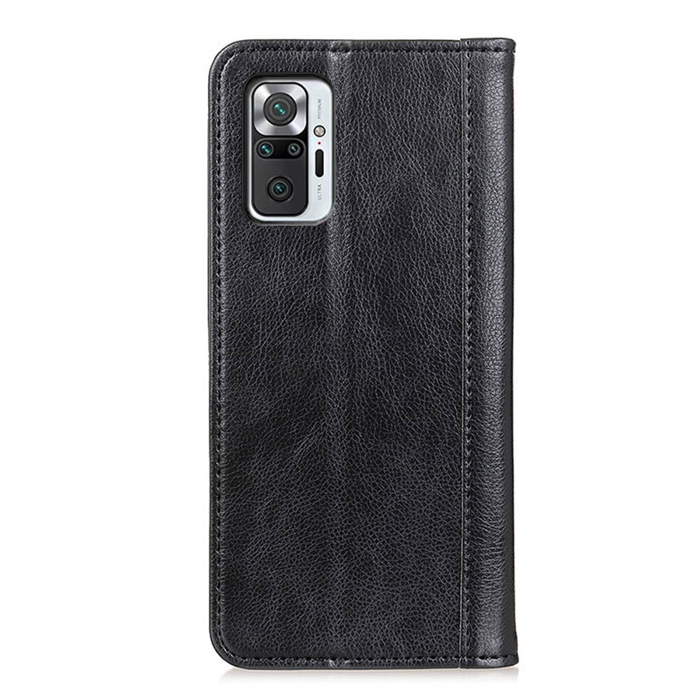Auto-absorbed Litchi Texture Split Leather Wallet Shell for Xiaomi Redmi Note 10 Pro Max/Redmi Note 10 Pro - Black-2