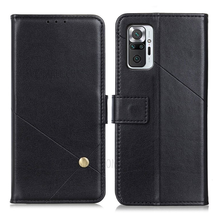 Wallet Leather Stand Shell Case for Xiaomi Redmi Note 10 Pro Max/Redmi Note 10 Pro - Black-1