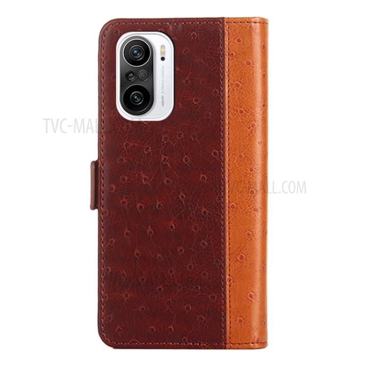 Wallet Stand Ostrich Texture Leather Case for Xiaomi Redmi K40/K40 Pro/Poco F3/Mi 11i - Brown-3
