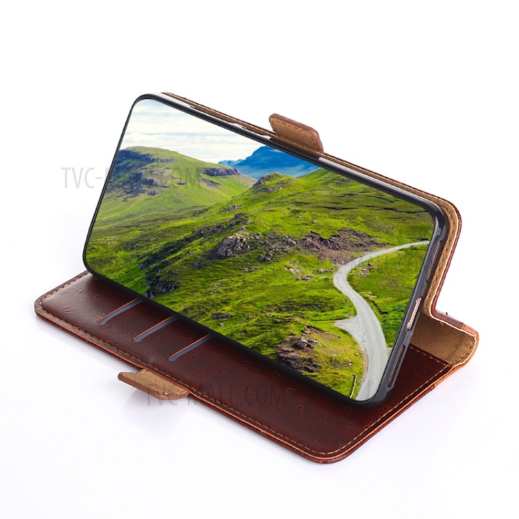 Wallet Stand Ostrich Texture Leather Case for Xiaomi Redmi K40/K40 Pro/Poco F3/Mi 11i - Brown-6