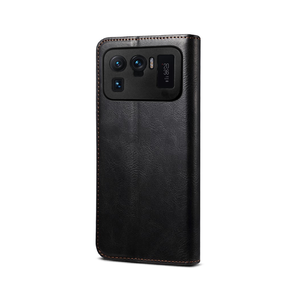 Retro Style Crazy Horse Leather Wallet Stand Case for Xiaomi Mi 11 Ultra - Black-3