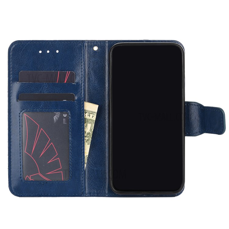 Crazy Horse Texture PU Leather Wallet Case Stand for Xiaomi Redmi K40 Pro/ K40/ Poco F3/ Mi 11i - Dark Blue-4