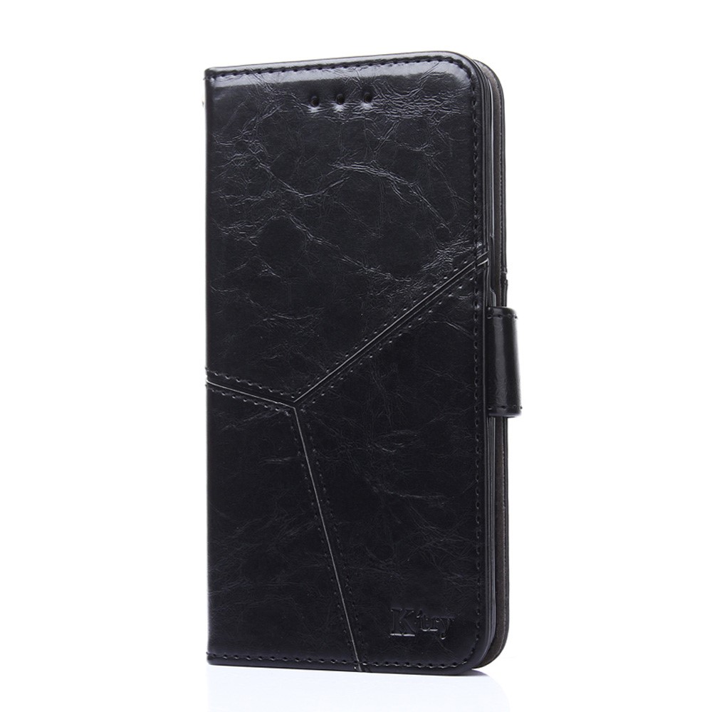 Splicing Geometric Pattern Wallet Leather Cover for Xiaomi Redmi K40 Pro/ K40/ Poco F3/ Mi 11i - Black-6