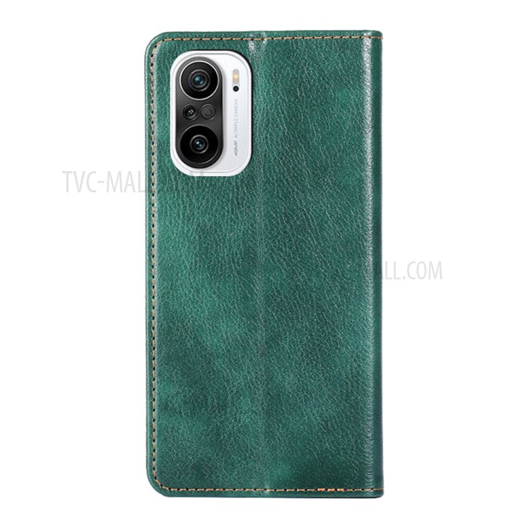 Auto-Absorbed Leather Phone Stand Case for Xiaomi Redmi K40 Pro / Redmi K40 / Poco F3 / Mi 11i - Green-3