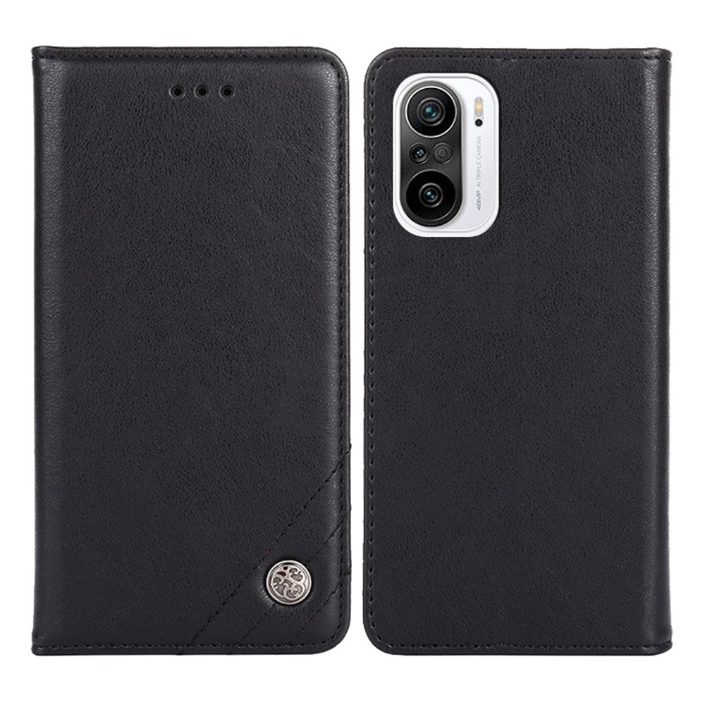 Auto-absorbed Closing Retro Style Wallet Leather Cover for Xiaomi Redmi K40 Pro/ K40/ Poco F3/ Mi 11i - Black-1