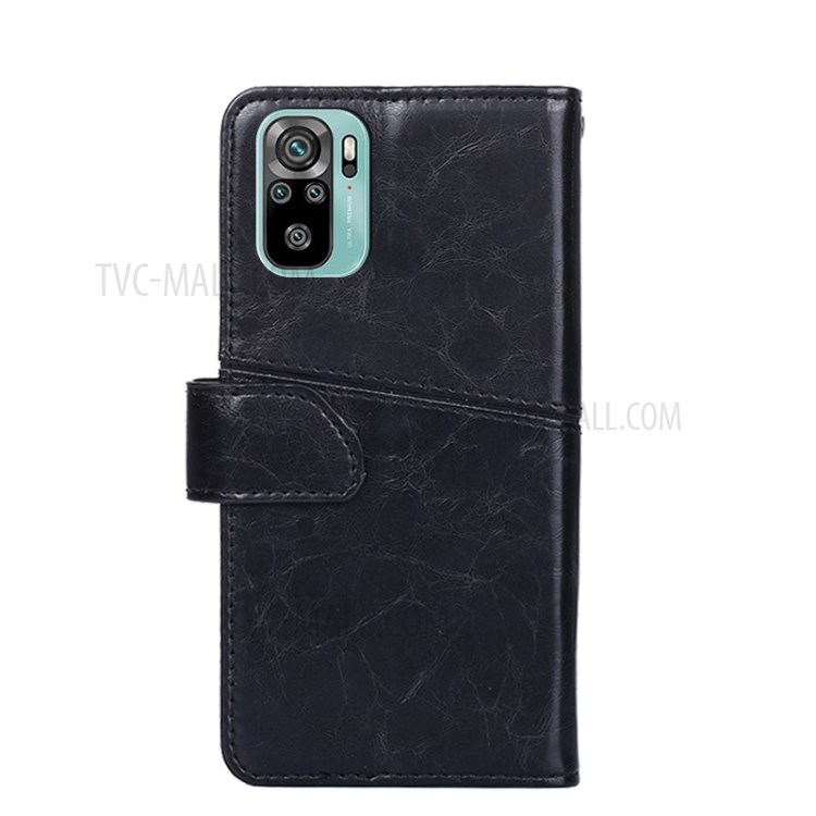Splicing Geometric Pattern Leather Protection Case Wallet for Xiaomi Redmi Note 10S / Note 10 4G - Black-7