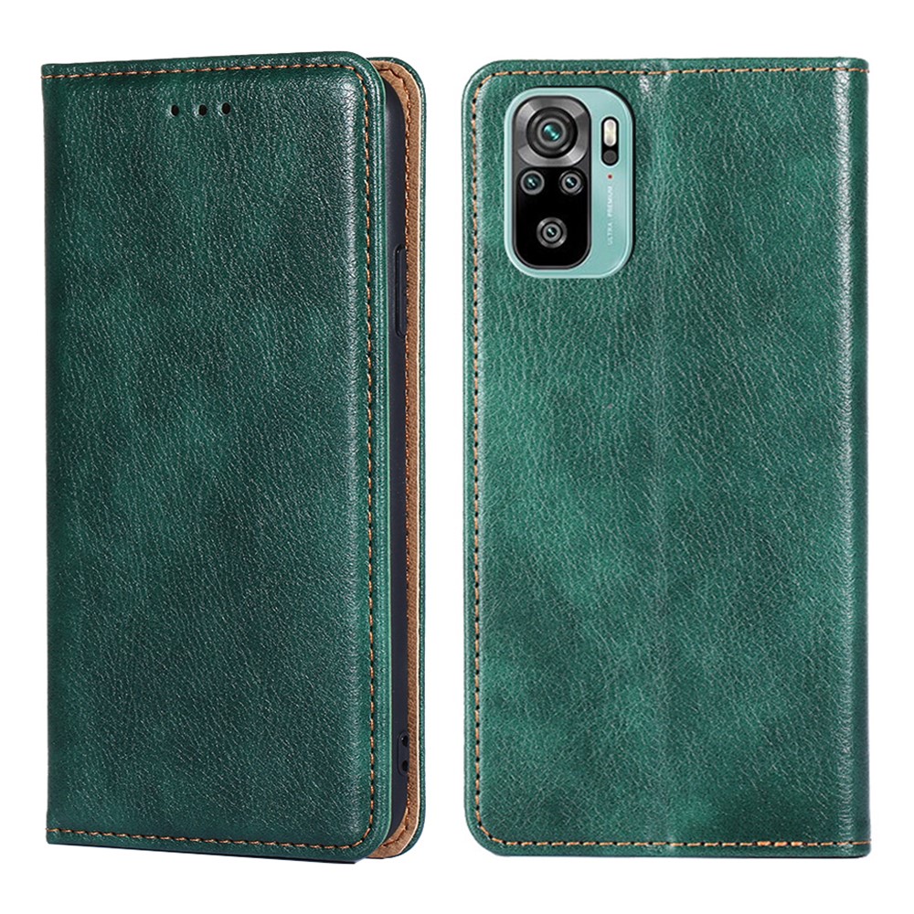 Auto-Absorbed Leather Phone Stand Case for Xiaomi Redmi Note 10 4G / Xiaomi Redmi Note 10S - Green-1