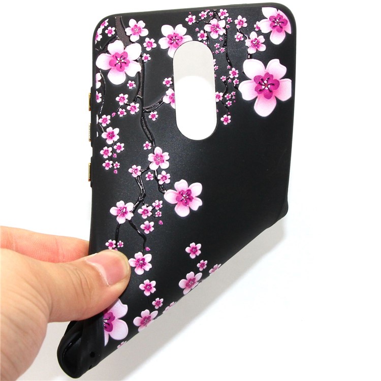 For Xiaomi Redmi Note 4 Rubberized Embossed Pattern Printing TPU Case with Electroplating Buttons - Plum Blosom-4
