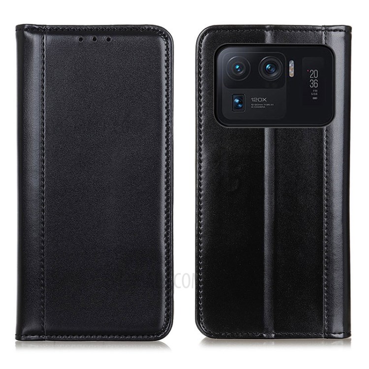 Auto-absorbed Split Leather Wallet Case Shell Cover for Xiaomi Mi 11 Ultra - Black-1