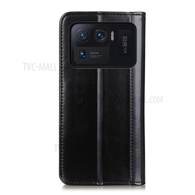 Auto-absorbed Split Leather Wallet Case Shell Cover for Xiaomi Mi 11 Ultra - Black-3