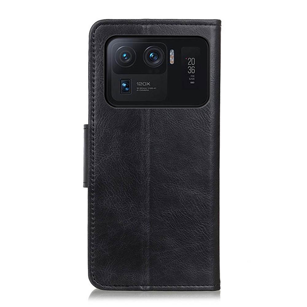 Crazy Horse PU Leather Wallet Stand Protector Cover for Xiaomi Mi 11 Ultra - Black-3