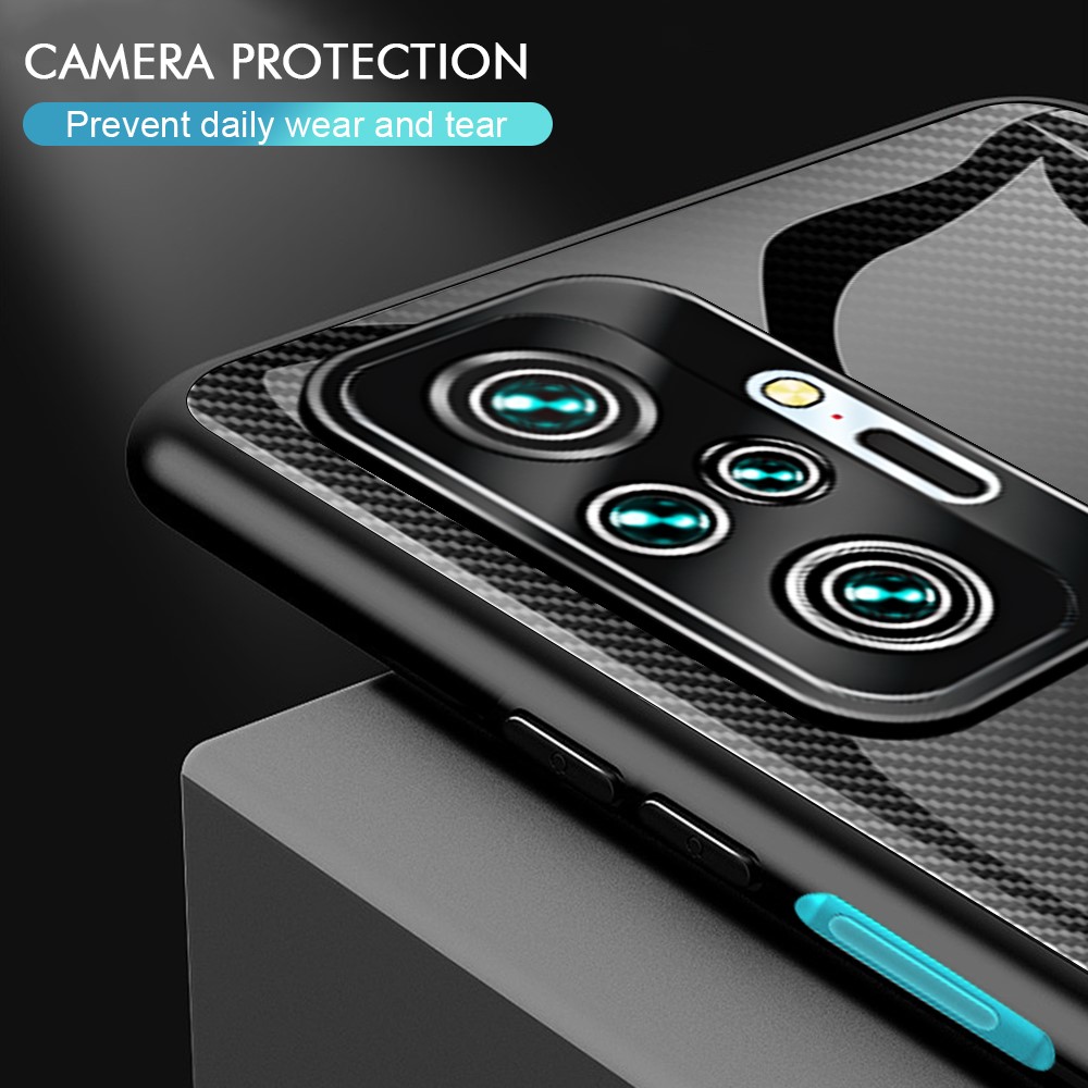 Carbon Fiber Texture Glass + TPU Combo Cell Phone Back Case for Xiaomi Redmi Note 10 Pro/Note 10 Pro Max - Red-4