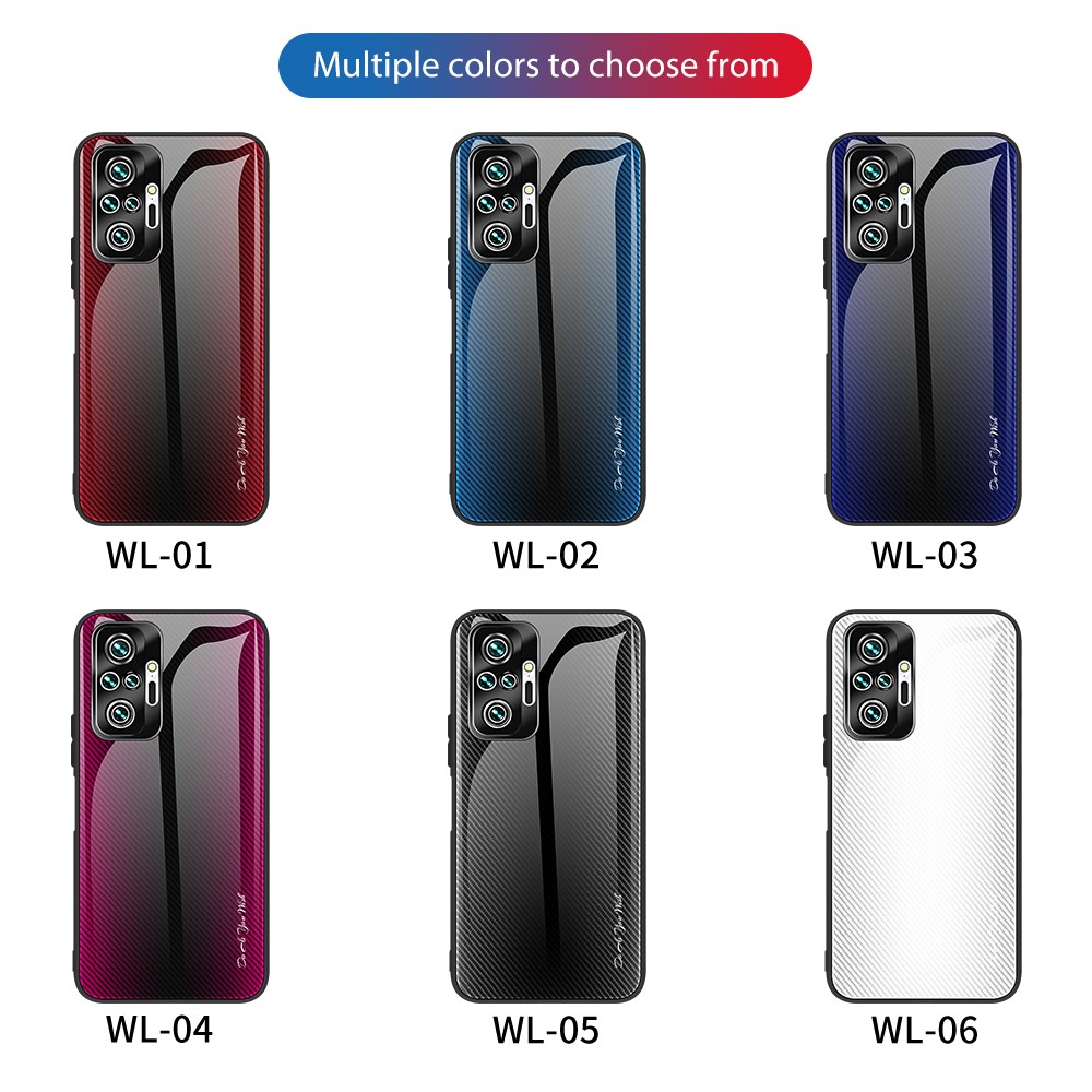 Carbon Fiber Texture Glass + TPU Combo Cell Phone Back Case for Xiaomi Redmi Note 10 Pro/Note 10 Pro Max - Red-7