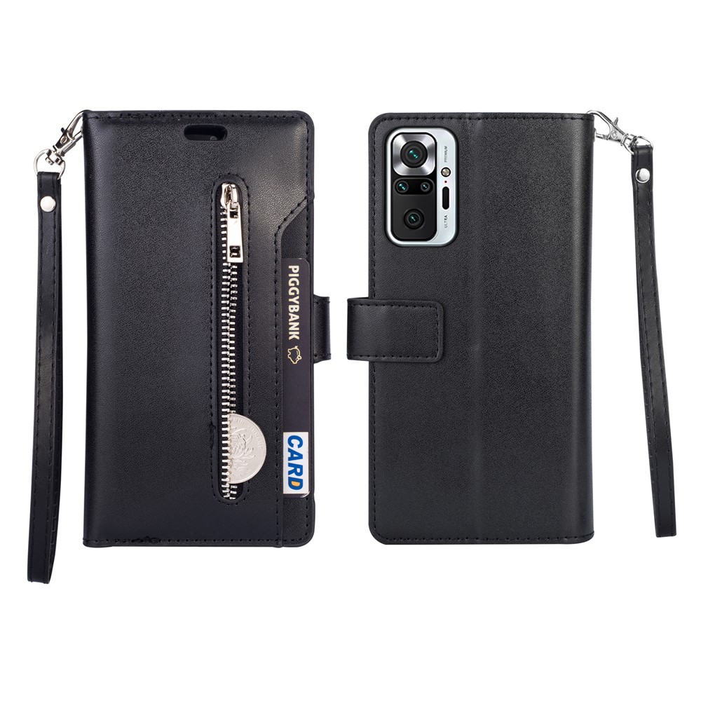 Multi-function Wallet Design Leather Stand Cover Case for Xiaomi Redmi Note 10 Pro/Note 10 Pro Max - Black-1