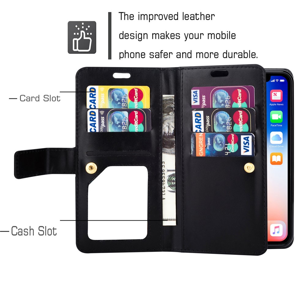 Multi-function Wallet Design Leather Stand Cover Case for Xiaomi Redmi Note 10 Pro/Note 10 Pro Max - Black-3