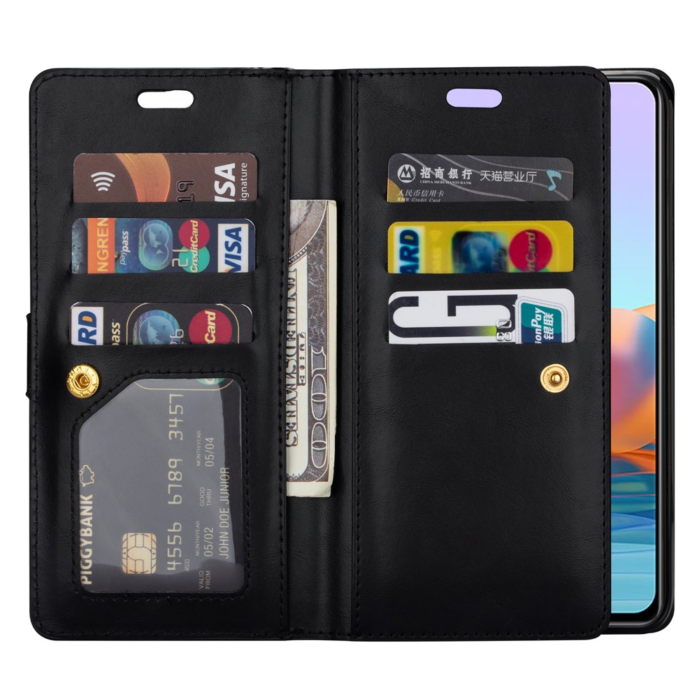 Multi-function Wallet Design Leather Stand Cover Case for Xiaomi Redmi Note 10 Pro/Note 10 Pro Max - Black-6