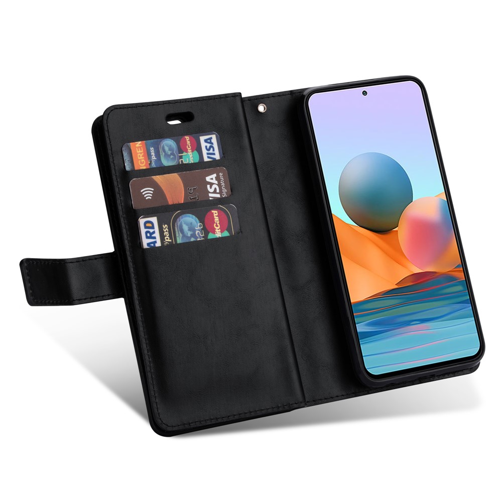 Multi-function Wallet Design Leather Stand Cover Case for Xiaomi Redmi Note 10 Pro/Note 10 Pro Max - Black-7