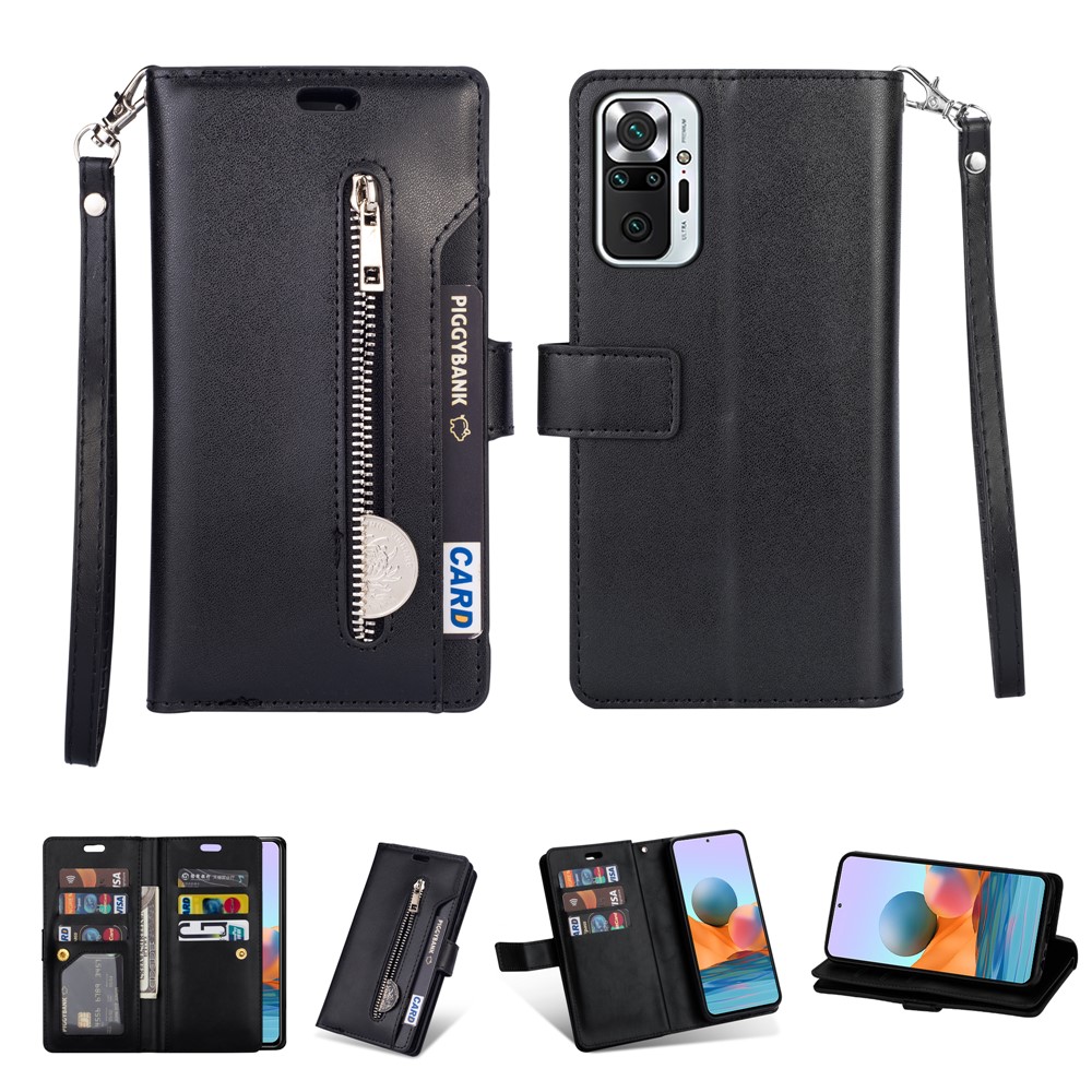 Multi-function Wallet Design Leather Stand Cover Case for Xiaomi Redmi Note 10 Pro/Note 10 Pro Max - Black-8