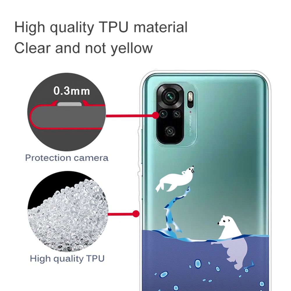 Pattern Printing TPU Back Case for Xiaomi Redmi Note 10 4G - Polar Bear-2