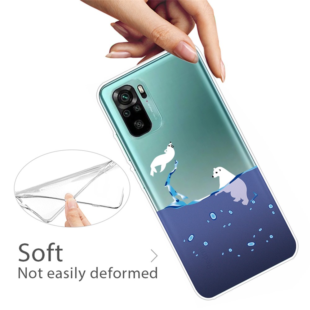 Pattern Printing TPU Back Case for Xiaomi Redmi Note 10 4G - Polar Bear-3